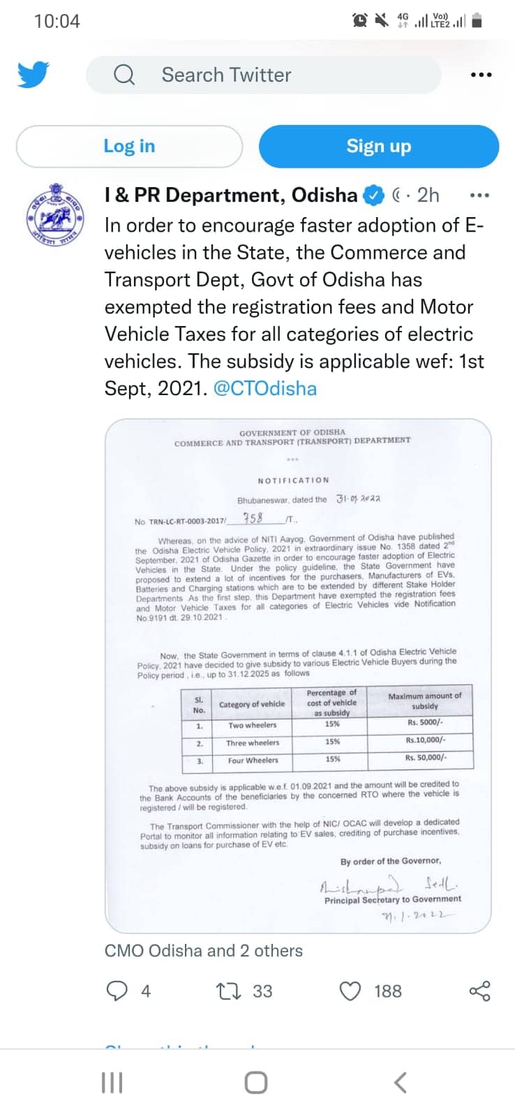 Odisha Electric Vehicle Policy 2021